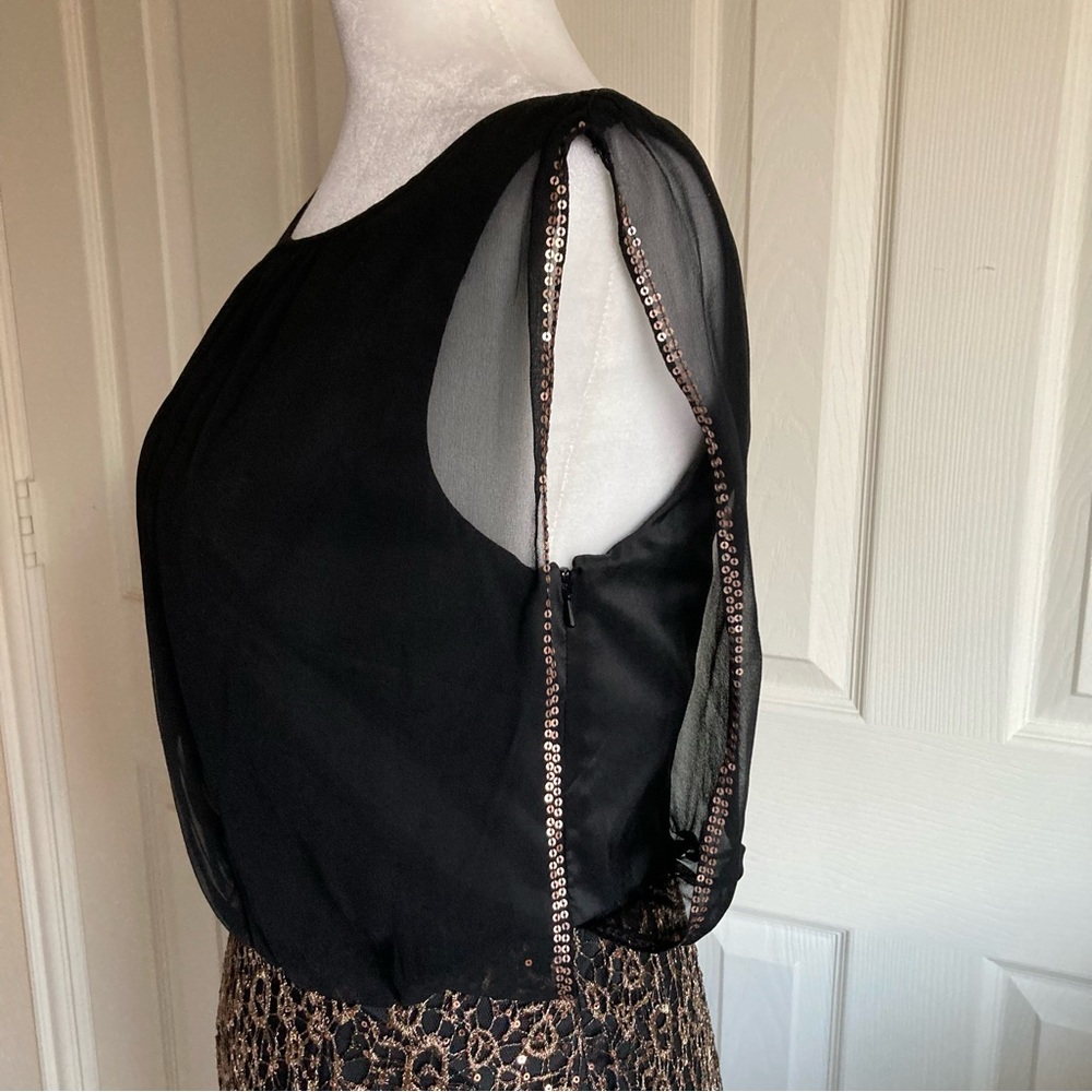 NWT Aidan Mattox silk maxi Dress beautiful gold beading embroidery sz 4 - Picture 11 of 16